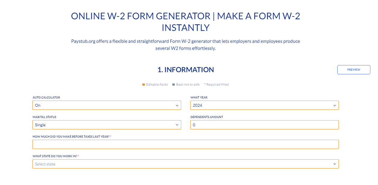 Paystub W2-form generator